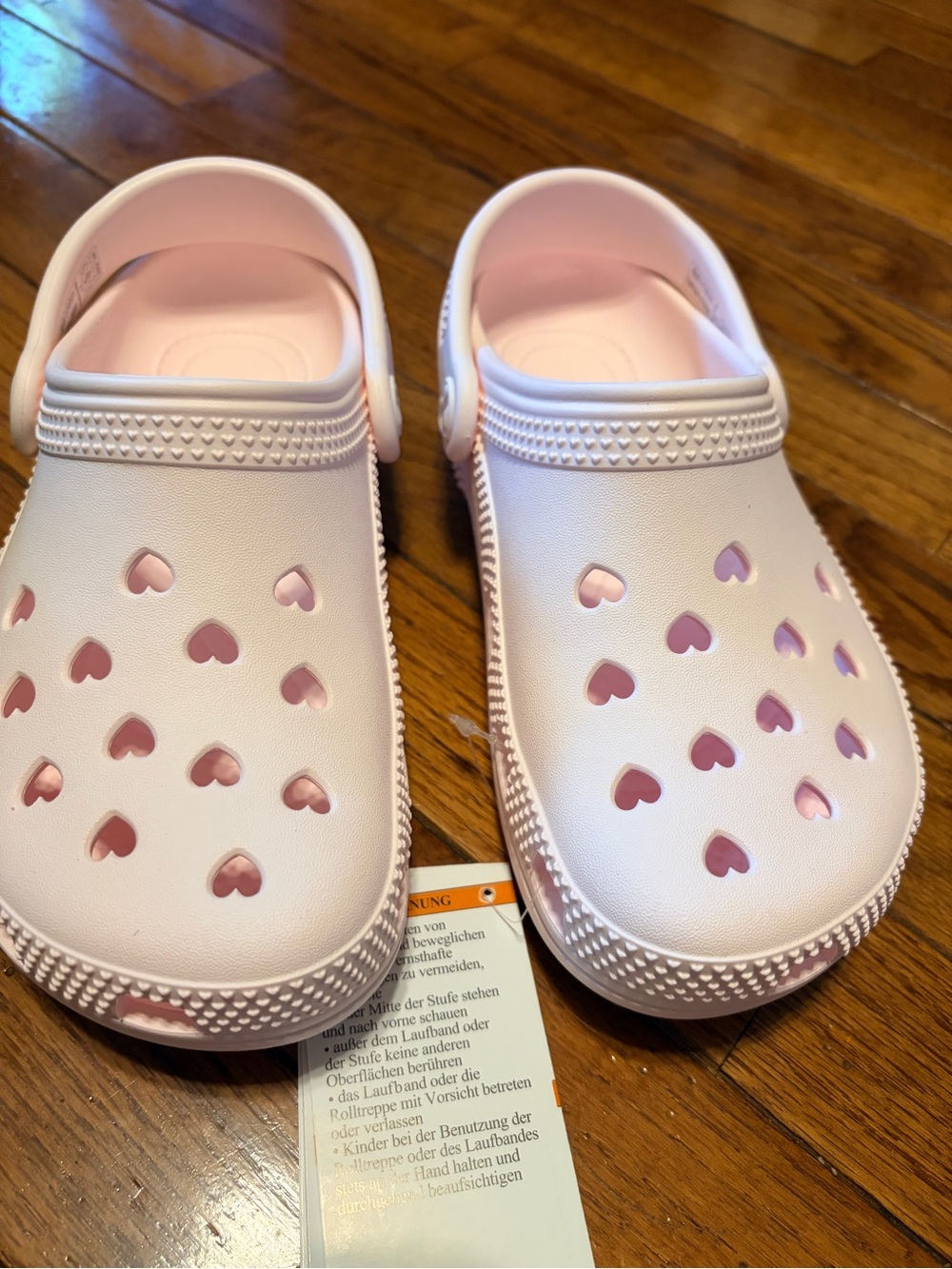 CROCS Kids Pink Heart Clogs with Strap